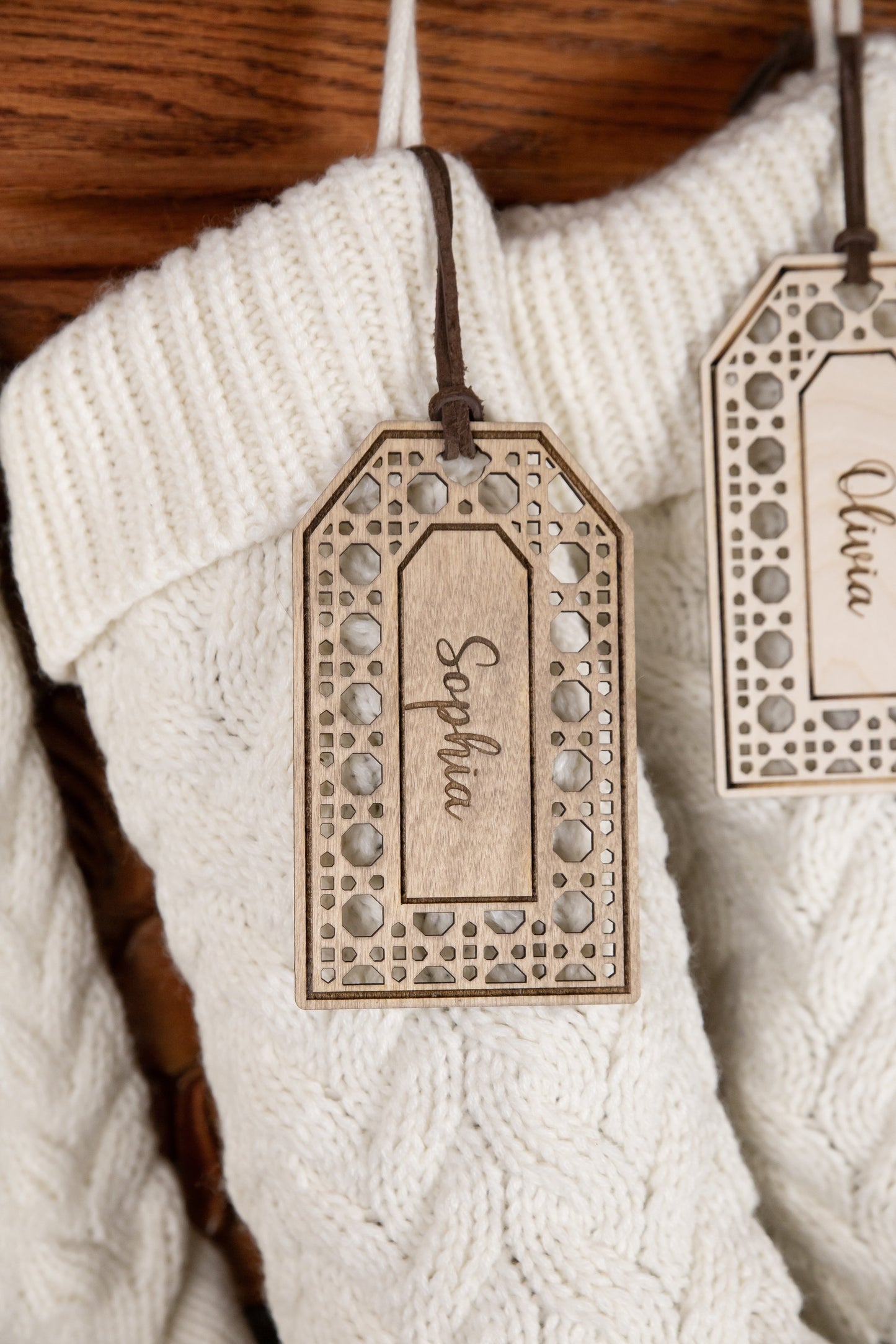 Engraved Rattan Stocking Tag