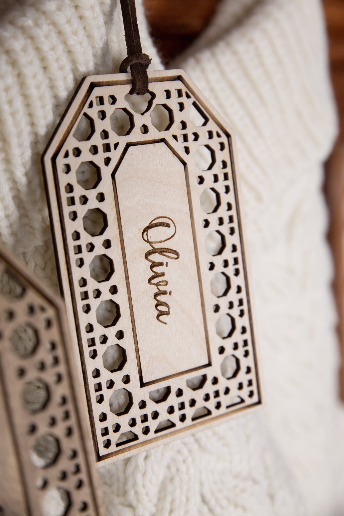 Engraved Rattan Stocking Tag