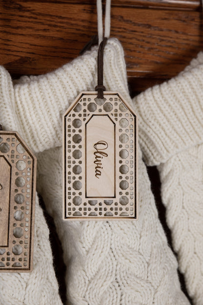 Engraved Rattan Stocking Tag